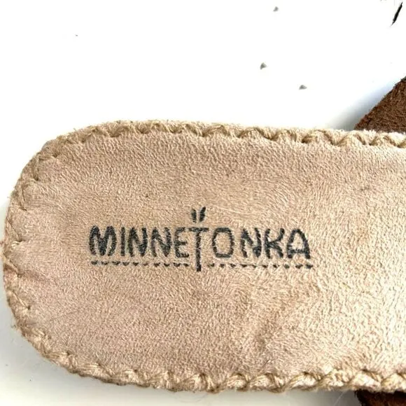 Minnetonka Brown Fringe Suede Sandals
