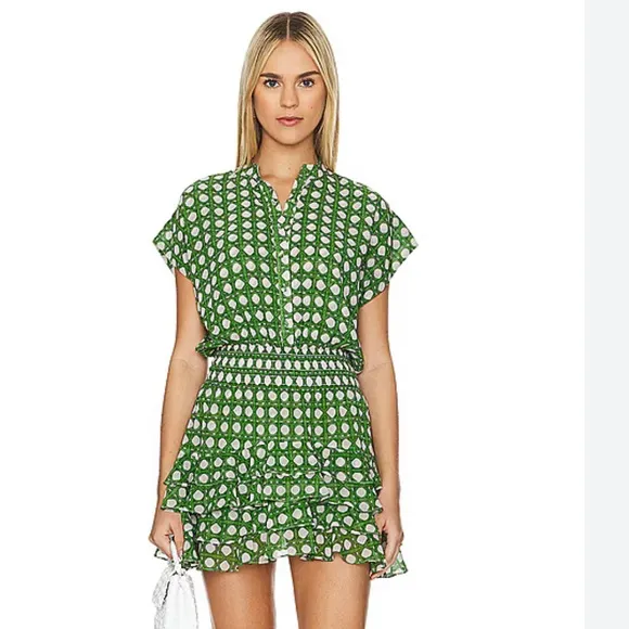 MISA Los Angeles “Evie” Dress in “Green Rattan Tile” NWT, size Large 🍃