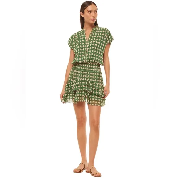 MISA Los Angeles “Evie” Dress in “Green Rattan Tile” NWT, size Large 🍃