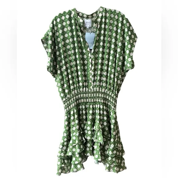 MISA Los Angeles “Evie” Dress in “Green Rattan Tile” NWT, size Large 🍃