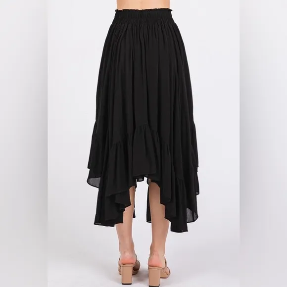 Mittoshop Handkerchief Hem Elastic Waist Pocket Midi Skirt 10010047501