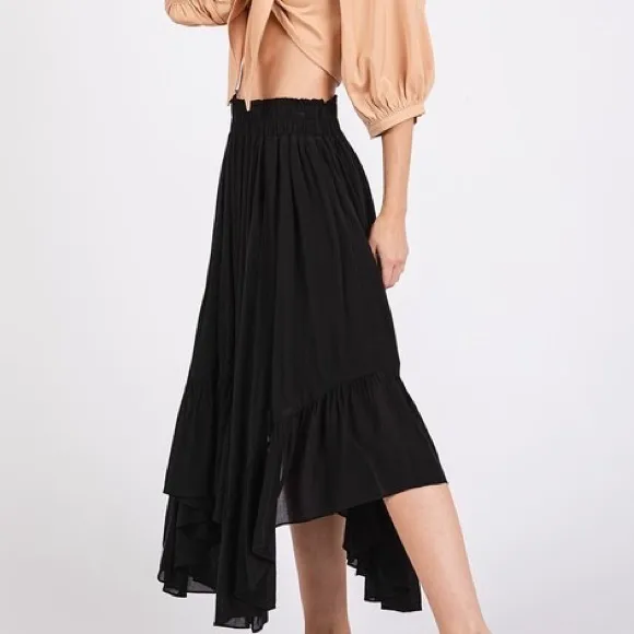 Mittoshop Handkerchief Hem Elastic Waist Pocket Midi Skirt 10010047501