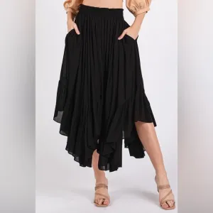 Mittoshop Handkerchief Hem Elastic Waist Pocket Midi Skirt 10010047501