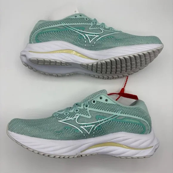 Mizuno Women's Wave Rider 27 EGGSHELL BLUE-WHITE Running Shoe Size 6
