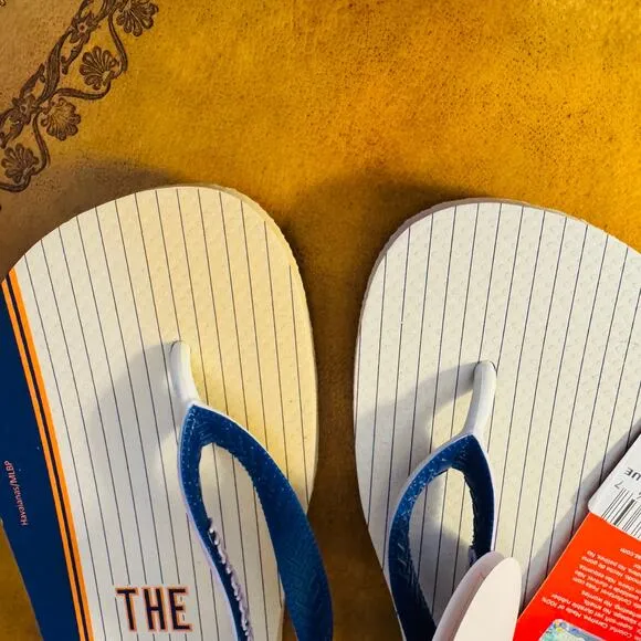 MLB New York Mets Havaianas Mens Flip Flop Marine Blue Orange Amazins 11 12 NEW