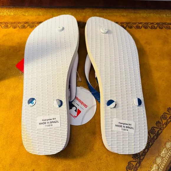 MLB New York Mets Havaianas Mens Flip Flop Marine Blue Orange Amazins 11 12 NEW