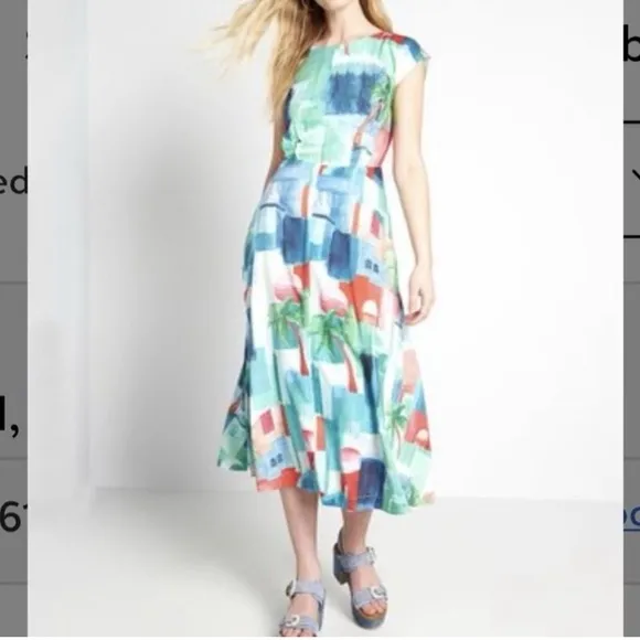 Modcloth Emily &amp; Fin Elodie Marrakesh Landscape Dress Sz US 12