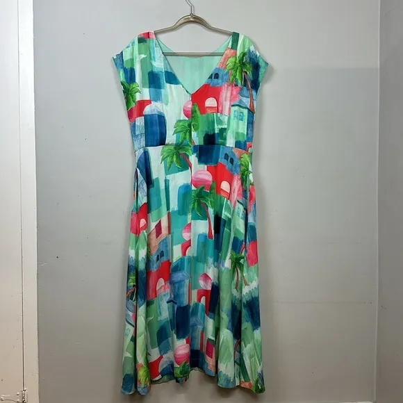 Modcloth Emily &amp; Fin Elodie Marrakesh Landscape Dress Sz US 12