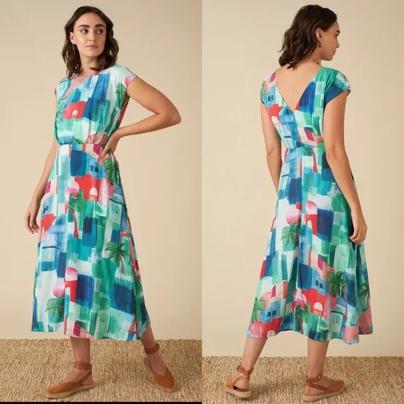 Modcloth Emily &amp; Fin Elodie Marrakesh Landscape Dress Sz US 12