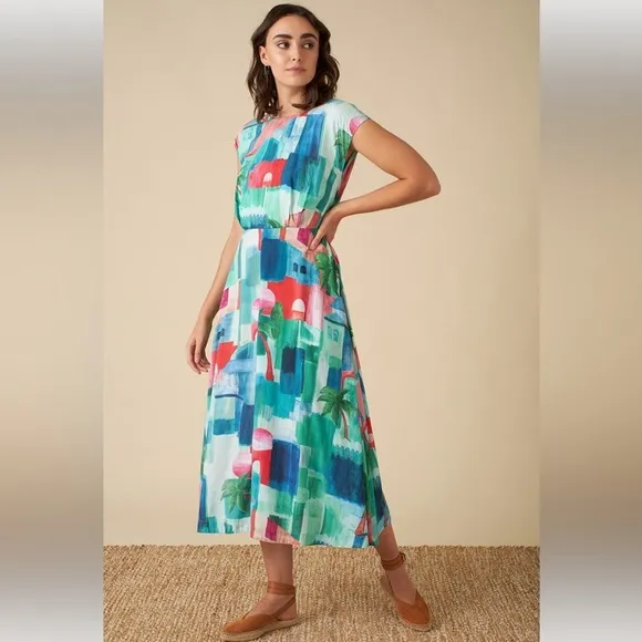 Modcloth Emily &amp; Fin Elodie Marrakesh Landscape Dress Sz US 12