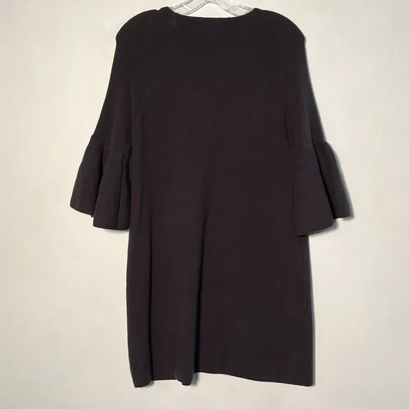 MOTH ANTHRO &quot;Chester&quot; Elbow Bell SLV Black Knit Sweater Career/Party Dress SZ M