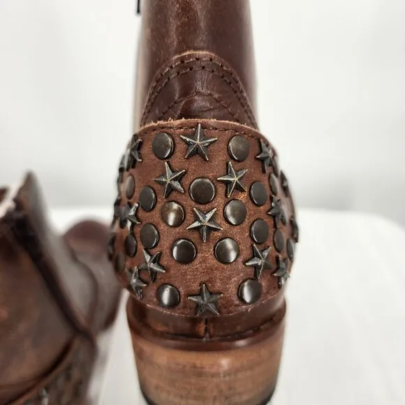 MYRA BAG Calido Cannes Distressed Leather Brown Short Harness Bootie 6-11 NWT