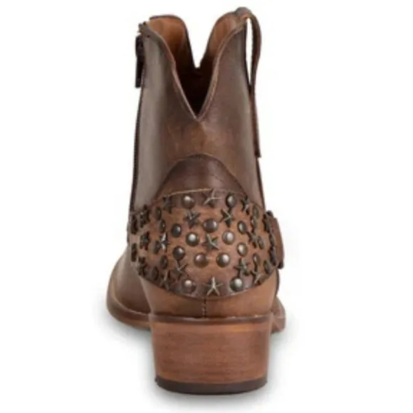 MYRA BAG Calido Cannes Distressed Leather Brown Short Harness Bootie 6-11 NWT