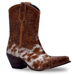 MYRA BAG Kelsey Short Cowboy Boots Brown Hair On Hide Size 10 NWT