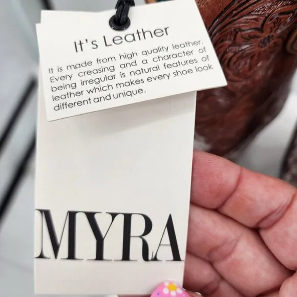 MYRA BAG Kelsey Short Cowboy Boots Brown Hair On Hide Size 10 NWT