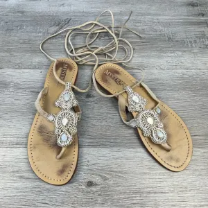 Mystique Gladiator Style Jeweled Embellished Sandals Size 9 GUC
