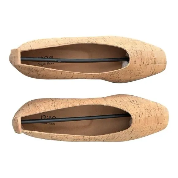 Nae Melita Cork Vegan Ballerina Brown Square Toe Shoes Women’s Size 6