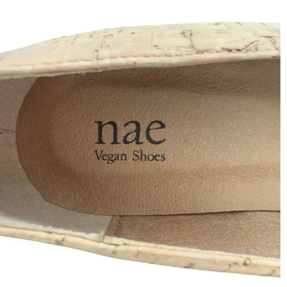 Nae Melita Cork Vegan Ballerina Brown Square Toe Shoes Women’s Size 6