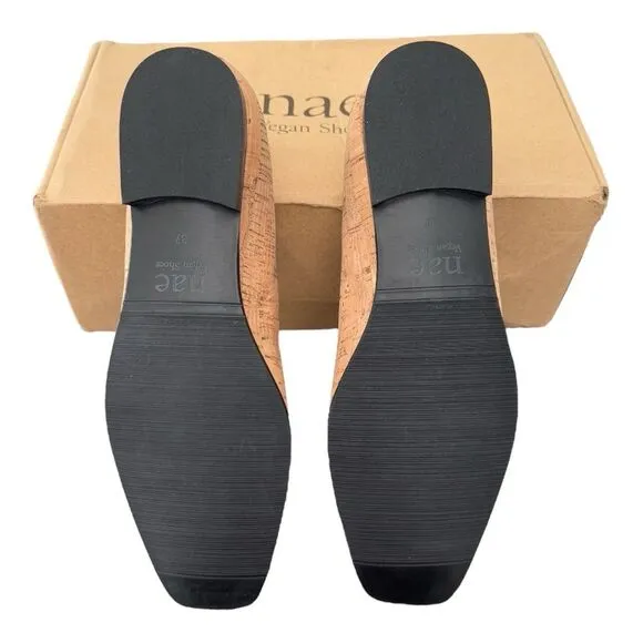 Nae Melita Cork Vegan Ballerina Brown Square Toe Shoes Women’s Size 6