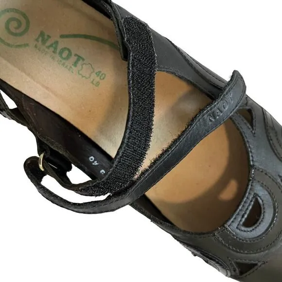 NAOT Footwear Rongo Mary Jane Leather Shoes Size 9 EU 40 Black Strappy Comfy