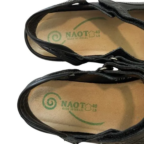 NAOT Footwear Rongo Mary Jane Leather Shoes Size 9 EU 40 Black Strappy Comfy