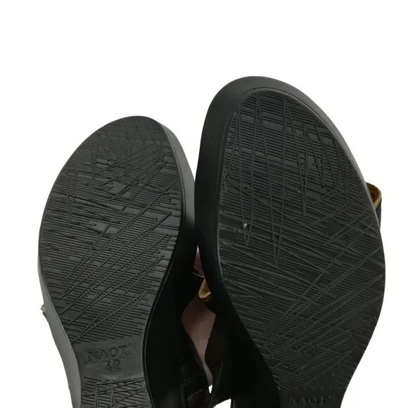 Naot Gesture Black Leather Strappy Wedge Sandals Size 42 11-11.5 Comfort