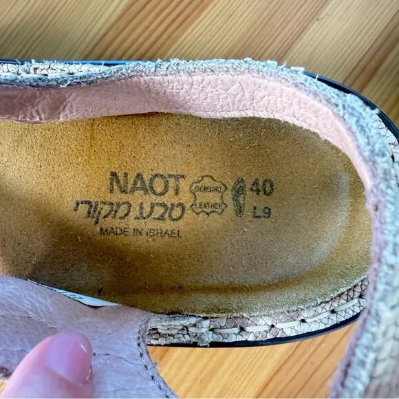 Naot Paris Sandals Brown Leather Snakeskin Print Comfort Sandal 40