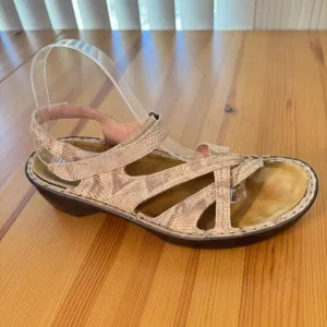 Naot Paris Sandals Brown Leather Snakeskin Print Comfort Sandal 40