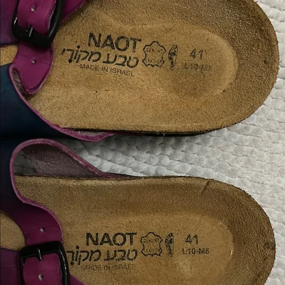 Naot Pink and Blue hombre Sandals Casual leather tried on repeatedly only 41 9.5