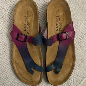 Naot Pink and Blue hombre Sandals Casual leather tried on repeatedly only 41 9.5