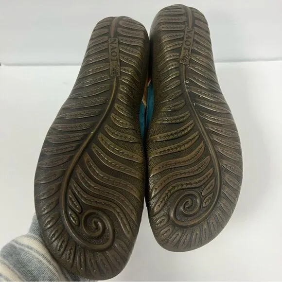 Naot teal nubuck and brown comfort leather sandals 40