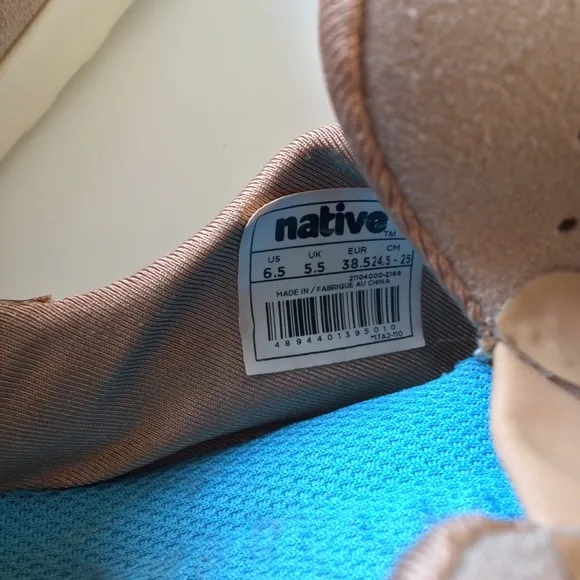 Native Apollo Moc Shoes Tan Unisex Men 6.5 Women 8.5 Men 6.5