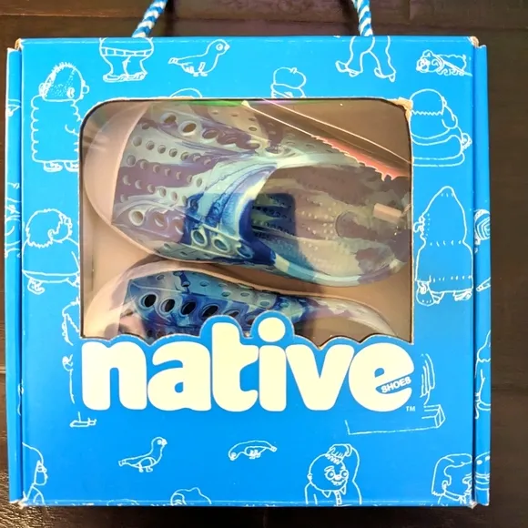 Native Jefferson Blue Marble Shoes C4