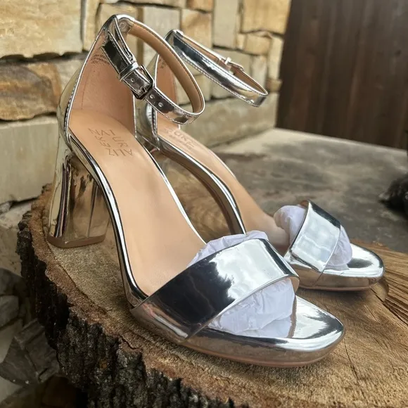 Naturalizer Joy dress silver square toe comfort sandal pumps NWOB Sz-7.5W. G