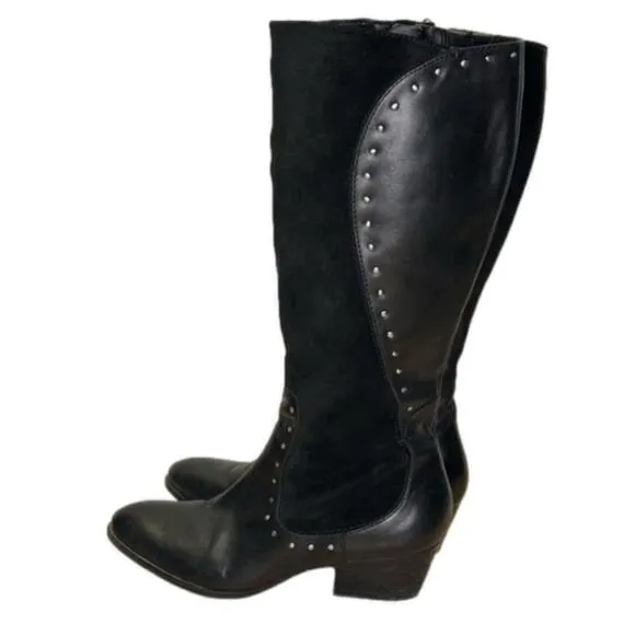 Naturalizer Tall Studded Leather Suede Boots/Size 8M