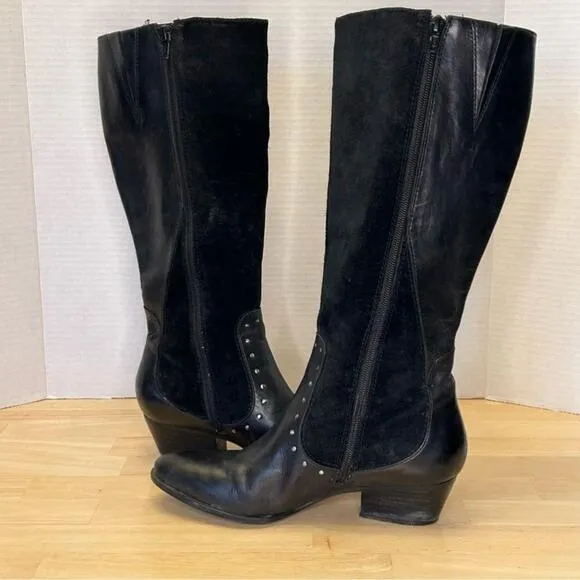 Naturalizer Tall Studded Leather Suede Boots/Size 8M