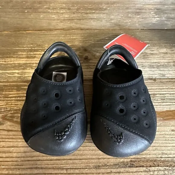 New $55 Infant Nike Aqua Swoosh Water/Land Black Shoes Sandals‎ Size 2C