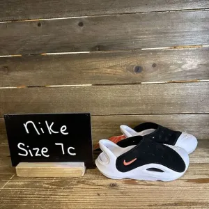 New $55 Little Kids Nike Aqua Swoosh Water/Land Blk/White Shoes Sandals‎ Size 7C