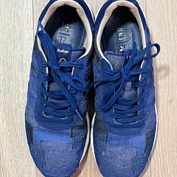New adidas x END. x Bodega x Iniki Runner 2017 Blue Denim Patchwork Size 10