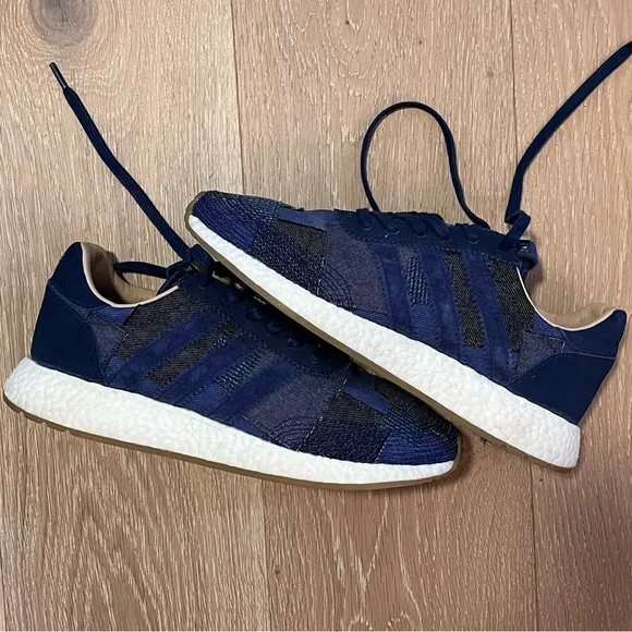 New adidas x END. x Bodega x Iniki Runner 2017 Blue Denim Patchwork Size 10