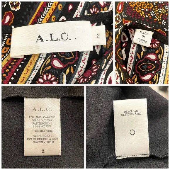 NEW A.L.C. Silk-Crepe Scarf Print Sleeveless Dress Size 2