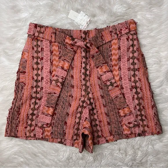 ✨NEW Anthropologie x Eva Franco | High Waist Textured Tie Waist Belted Shorts