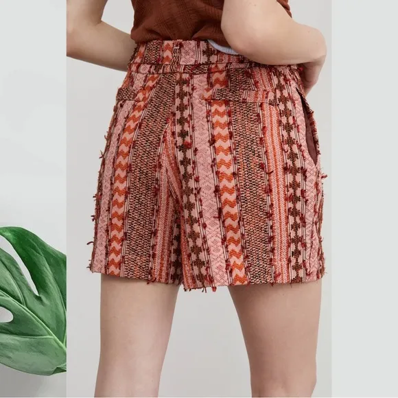 ✨NEW Anthropologie x Eva Franco | High Waist Textured Tie Waist Belted Shorts