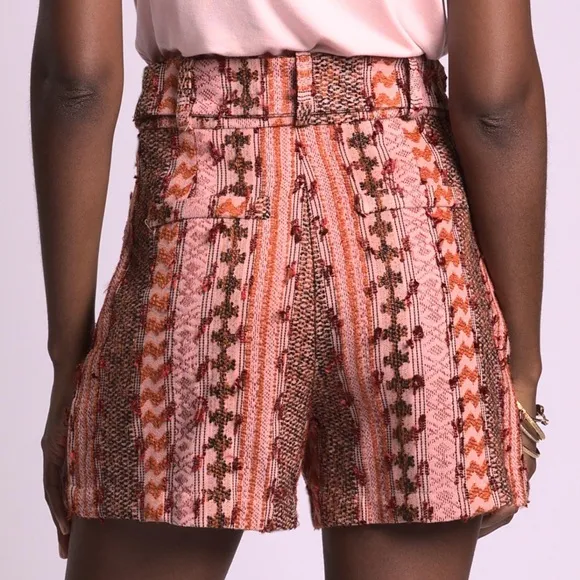 ✨NEW Anthropologie x Eva Franco | High Waist Textured Tie Waist Belted Shorts
