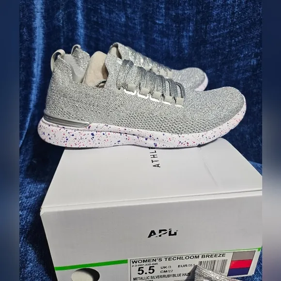 NEW APL Women's Techloom Breeze Running Shoes 5.5 Silver Purple Pink
