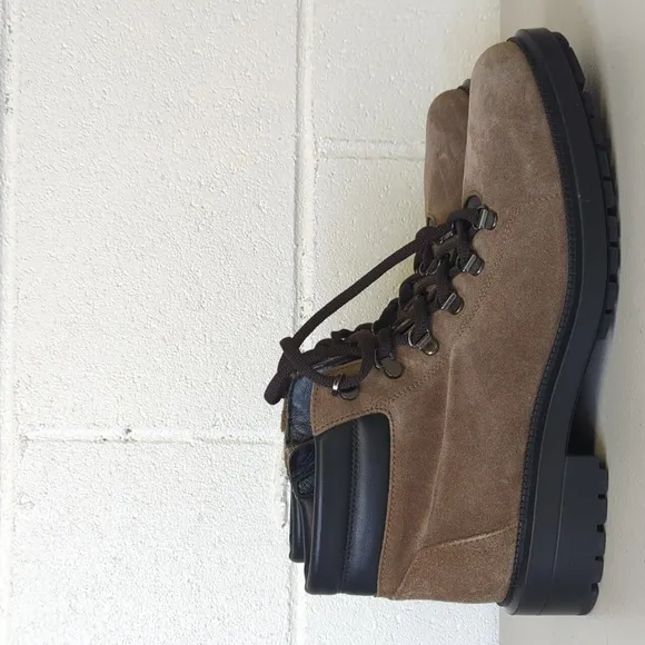 New Aquatalia sz10.5 women's brown zipper low boot suede zip up Liviana combat