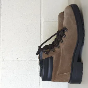 New Aquatalia sz10.5 women's brown zipper low boot suede zip up Liviana combat