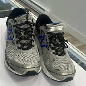 New Balance Gray and Blue Athletic Shoes with Breathable Mesh