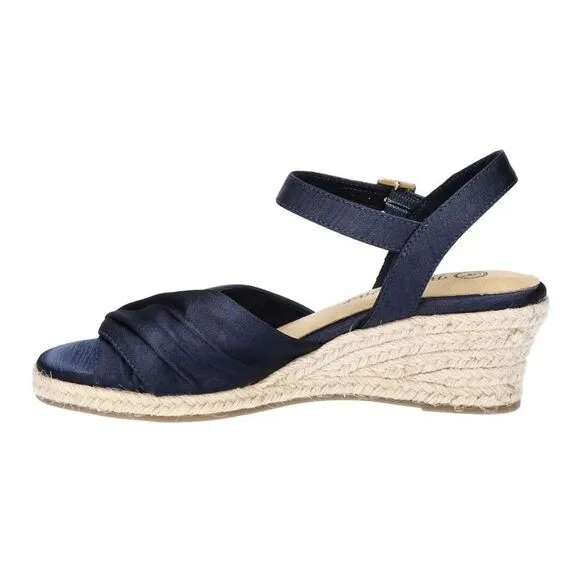 New BELLA VITA Women's Isabeth Espadrille Wedge Sandals Navy Blue high heels 8.5