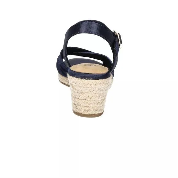 New BELLA VITA Women's Isabeth Espadrille Wedge Sandals Navy Blue high heels 8.5